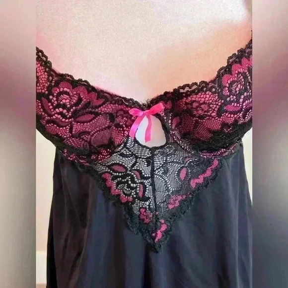 Size Large (estimated 36C bra) Black/Pink Push Up wire Bra Lingerie Negligee - Picture 4 of 7